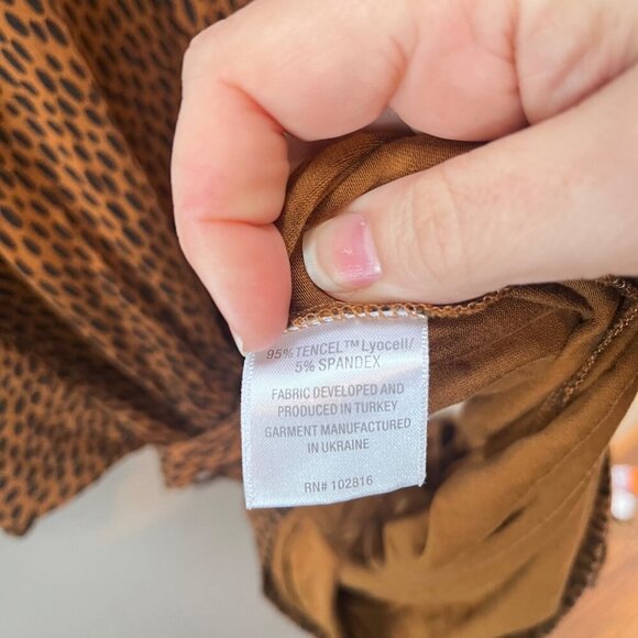 Garnet Hill Womens Leopard Print tencel & Spandex Dress With Belt & Button -Sz M - Picture 6 of 8